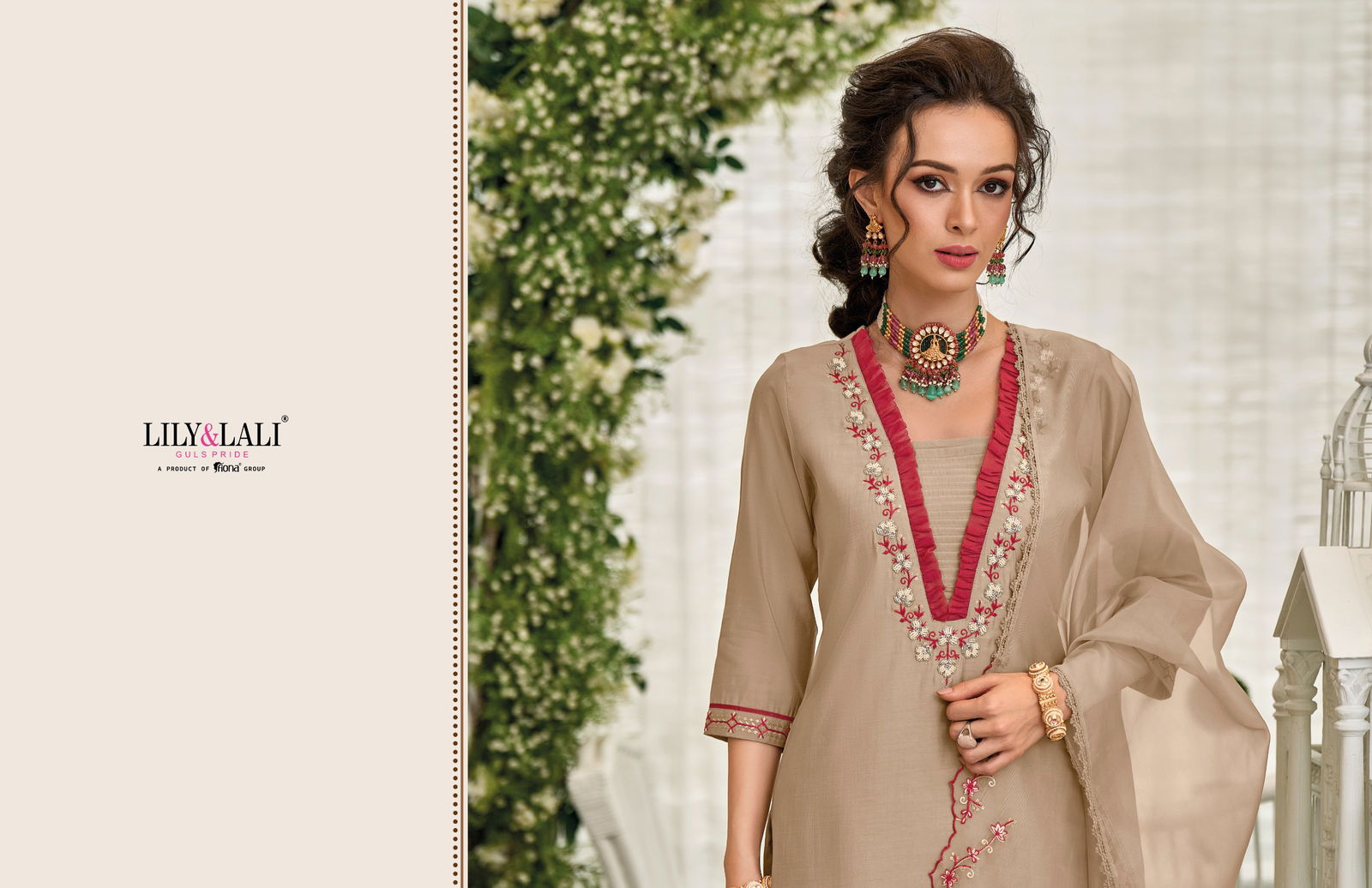 Melange By Lily And Lali Silk Embroidery Kurti With Bottom Dupatta Wholesale Clothing Suppliers In India